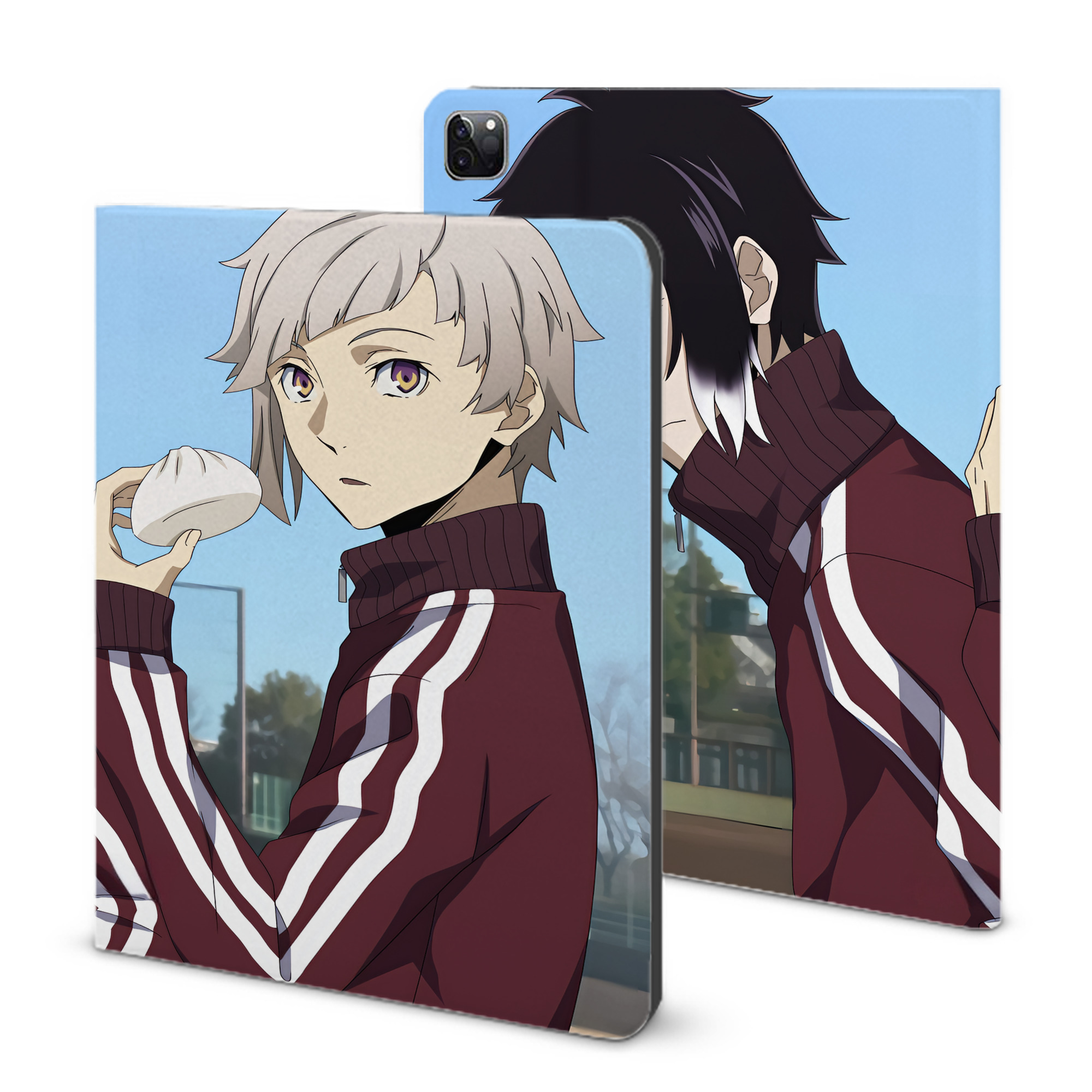 （画像用） 文豪ストレイドッグス Bungo Stray Dogs IPad ケース ブック型 PUレザー TPU 耐衝撃 軽量 薄型 ペン収納なし 全面保護 IPad 各モデル対応